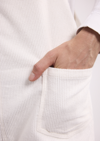 Salopette Velours Blanche avec Poche