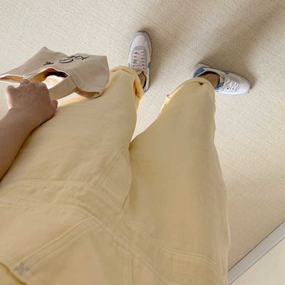 DenimHängselbyxor <br> Pastellgul