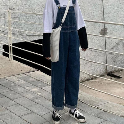 Denimhängselbyxor Plus Size Oversize