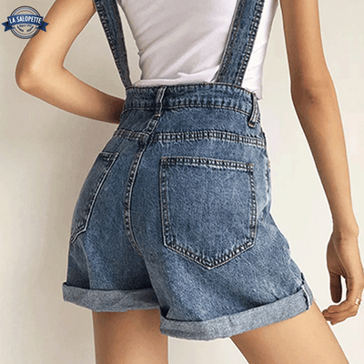 Korta hängselbyxor Electra blå jeans