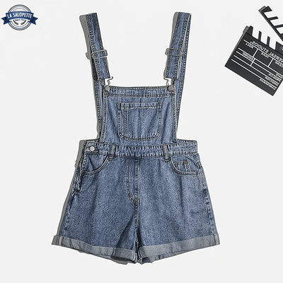 Korta hängselbyxor Electra blå jeans