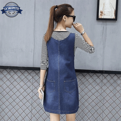 Robe Salopette Jean Bleue