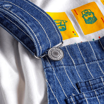 Salopette Bleu avec Rayure Blanche