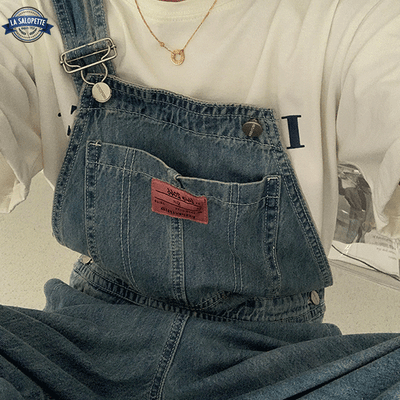 Denimhängselbyxor Cargo Baggy