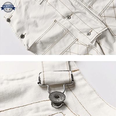 Salopette en Jean Blanc Homme