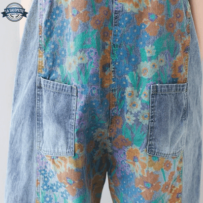 Salopette en Jean Boho à Fleurs