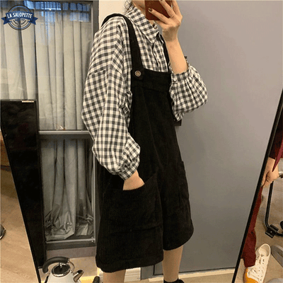 Salopette en Velours pour Femme Noire