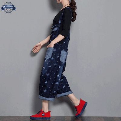 Salopette Jean avec Fleurs