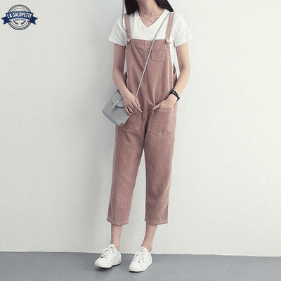 Salopette Velours Rose