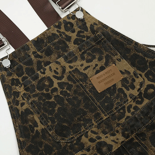 Vintage Hängselbyxor Leopardmönster