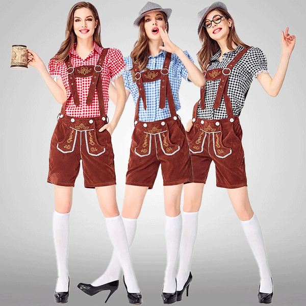 Traditionella bayerska broderade Hängselbyxoren
