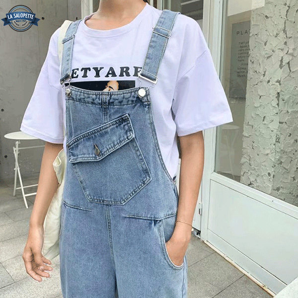 Denimhängselbyxor Klumpiga hängslen