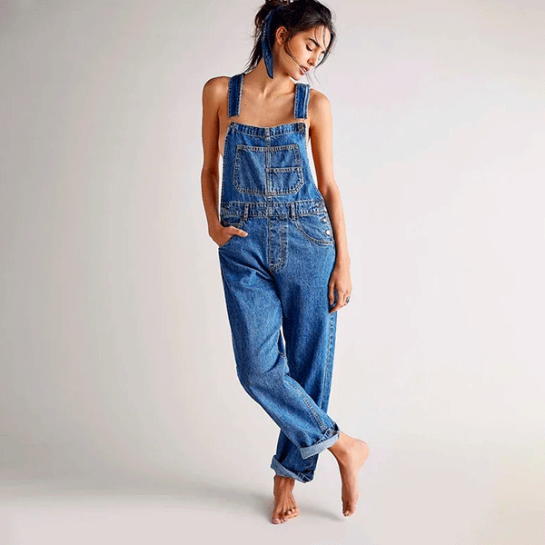 Hängselbyxa jeans<br> Avslappnad Mila