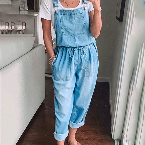 Denimhängselbyxor Claire Blue Dalia