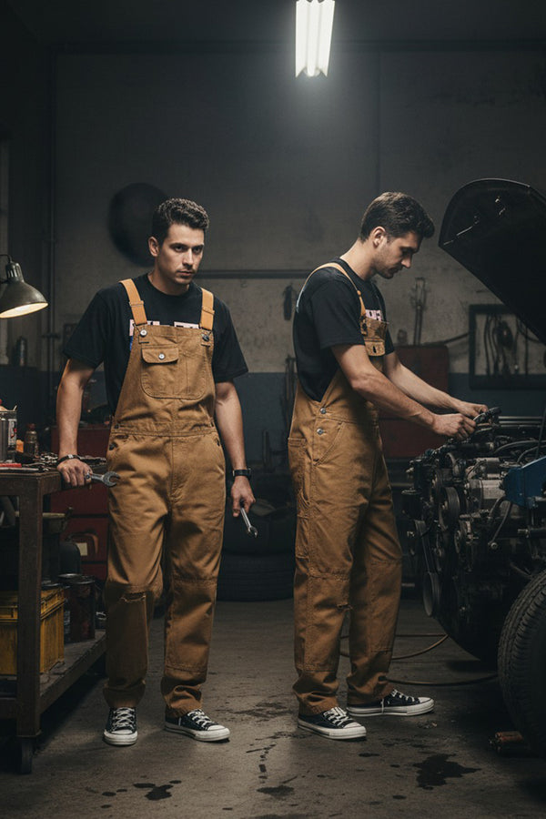 Denimhängselbyxor Buckshot Brown