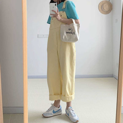 DenimHängselbyxor <br> Pastellgul