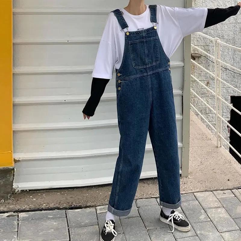 Denimhängselbyxor Plus Size Oversize