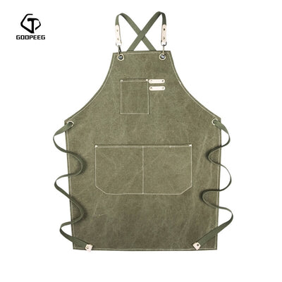 GOOPEEG sommar canvas arbetsförkläde denim koreansk version frisör frisör blommig barista anpassad LOGO midja