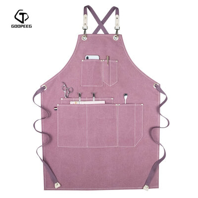 GOOPEEG sommar canvas arbetsförkläde denim koreansk version frisör frisör blommig barista anpassad LOGO midja