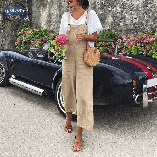 Vintage Hängselbyxor Beige guld