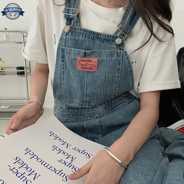 Denimhängselbyxor Cargo Baggy