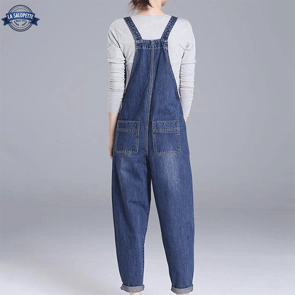 Denimhängselbyxor Mellanblå Luna