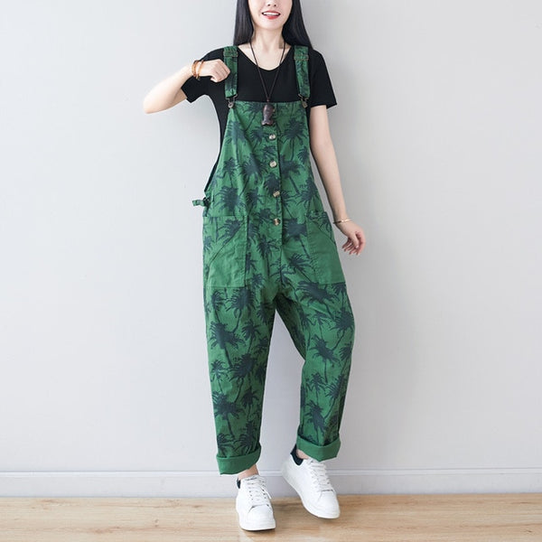 Vintage Hängselbyxor Khaki Green Cargo