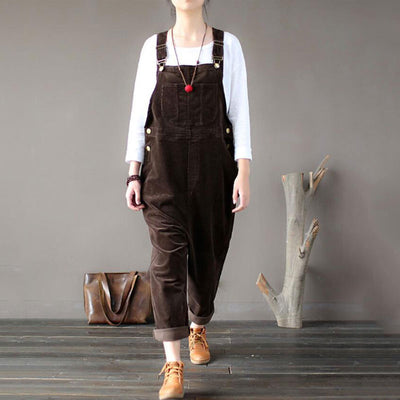 Vintage Hängselbyxor <br> Kaffe sammet