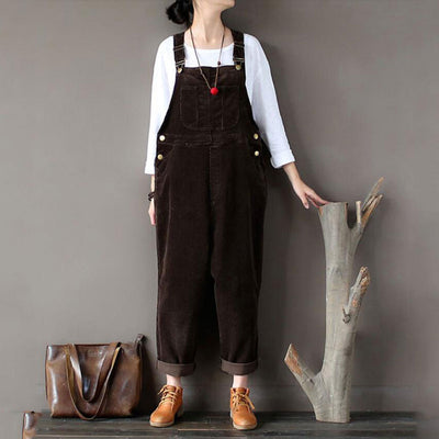 Vintage Hängselbyxor <br> Kaffe sammet