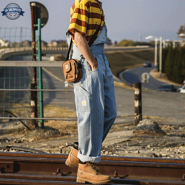 Vintage Hängselbyxor Striped Man Duffle