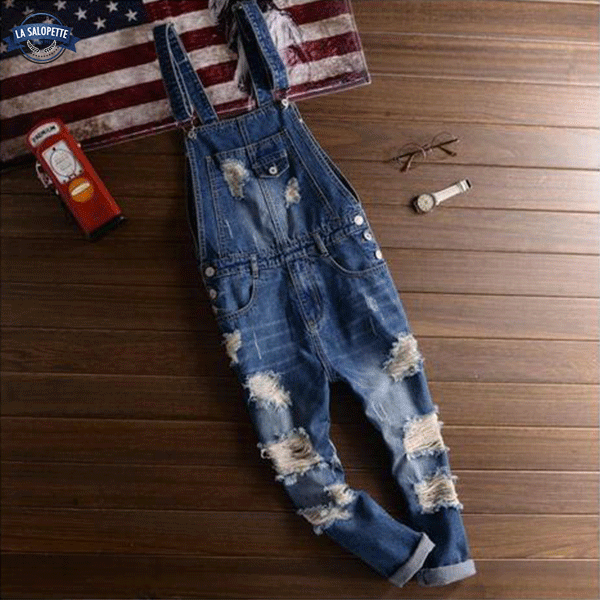 Denimhängselbyxor Vintage 90-talsblå