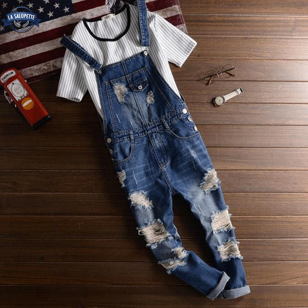 Denimhängselbyxor Vintage 90-talsblå