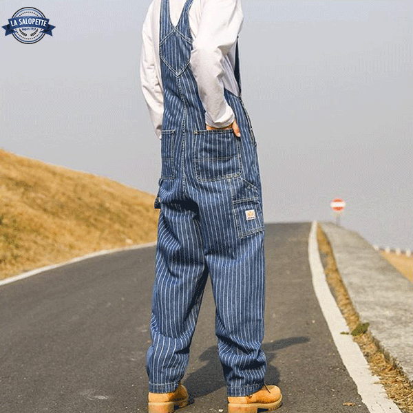 Denimhängselbyxor Randig man regnjacka