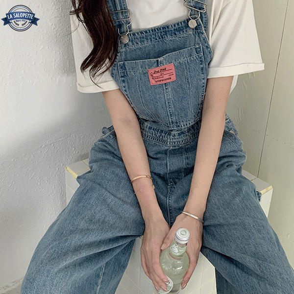 Denimhängselbyxor Cargo Baggy