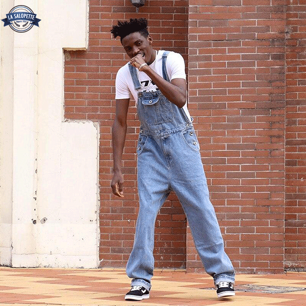 Denimhängselbyxor Memphis ljusblå