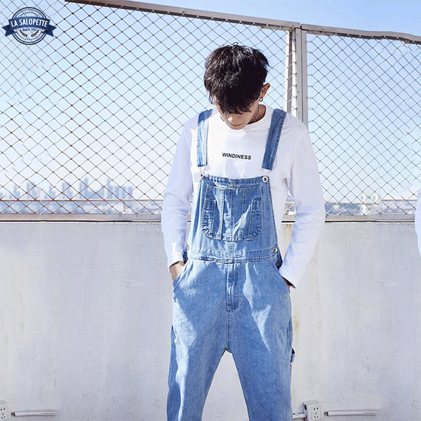 Denimhängselbyxor Blå i Light Denim Leto
