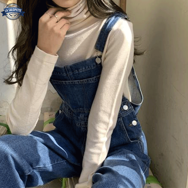 Denimhängselbyxor Blå Denim Milano