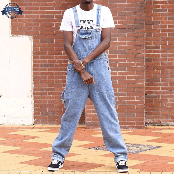 Denimhängselbyxor Memphis ljusblå