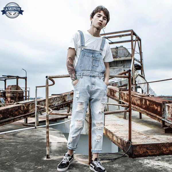 Denimhängselbyxor Amsterdam stadscykel