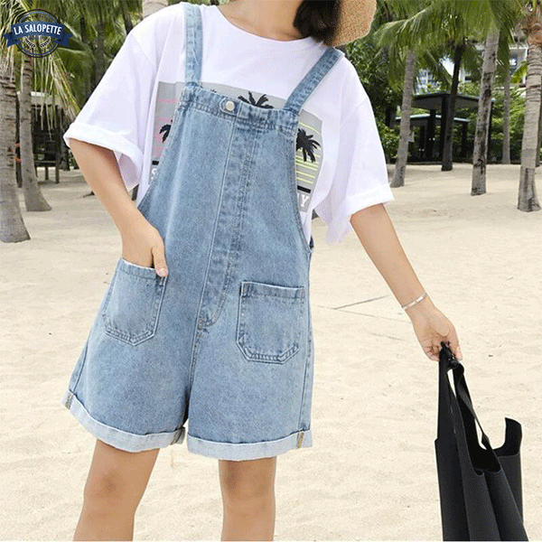 Korta hängselbyxor Haklapp Jeans för kvinnor
