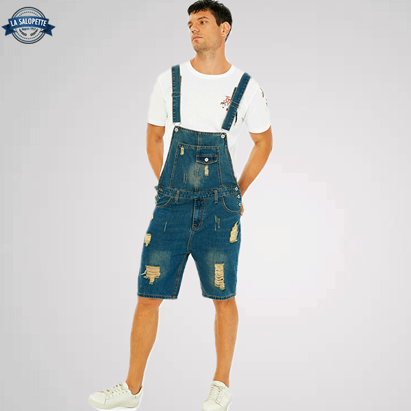 Korta hängselbyxor Trasiga jeans