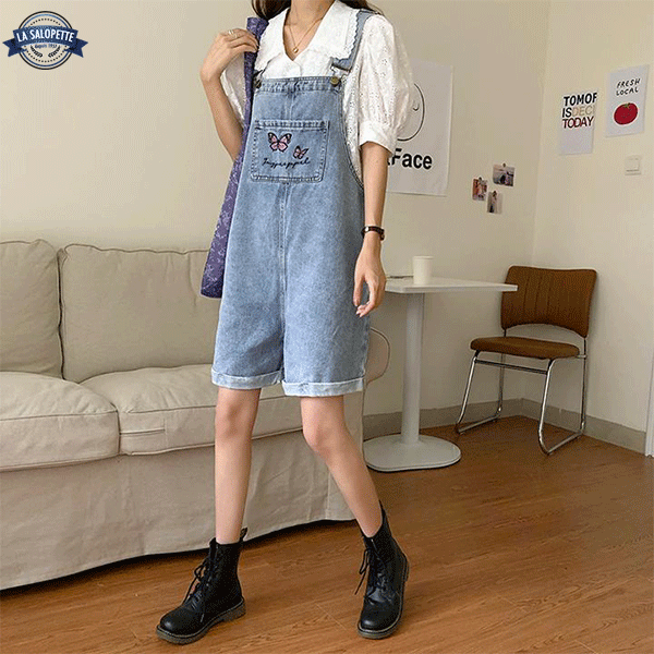 Korta hängselbyxor i Denim Woman Ottawa