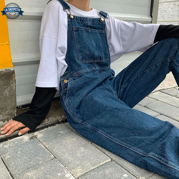 Denimhängselbyxor Plus Size Oversize