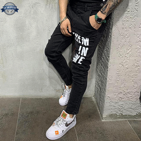 Bellicci svart Jeans-Hängselbyxor för män