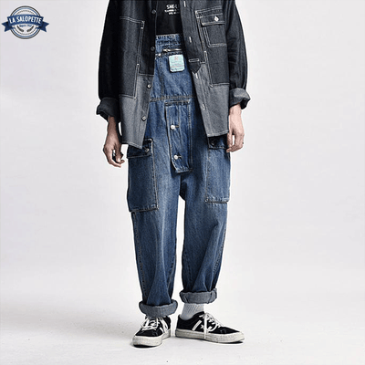 Salopette en Denim Bleu Foncé