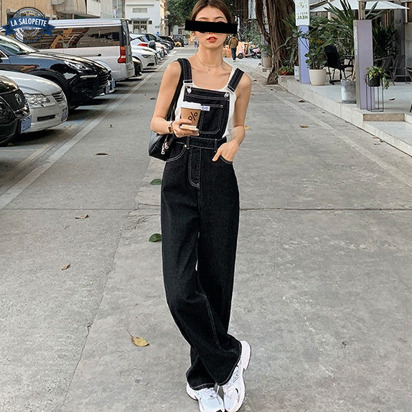 Denimhängselbyxor Plus Size Extra-Flare