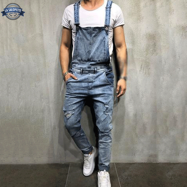 Denimhängselbyxor Blue Man Grizzy