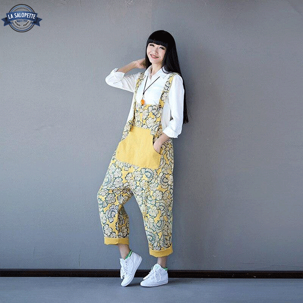 Vintage Hängselbyxor Kvinna i japansk stil