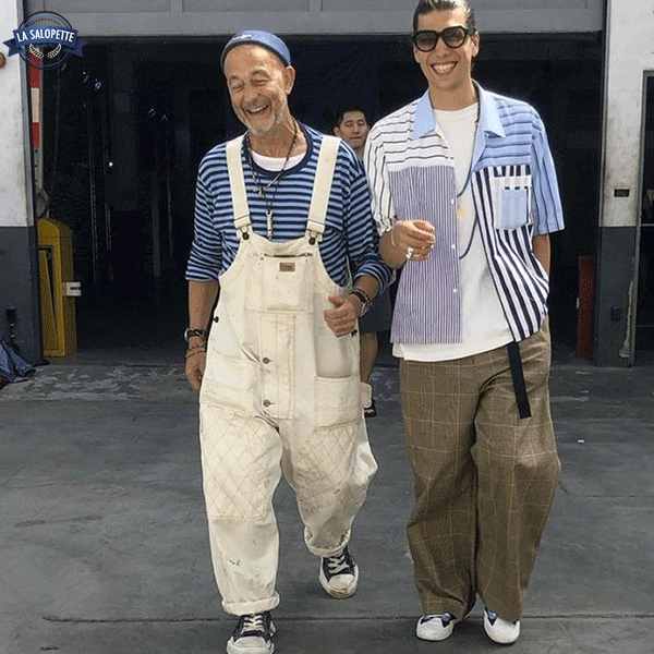 Denimhängselbyxor White Man Snow