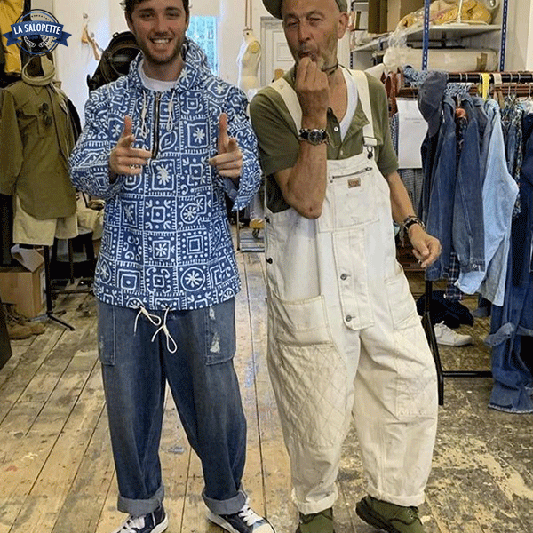 Denimhängselbyxor White Man Snow